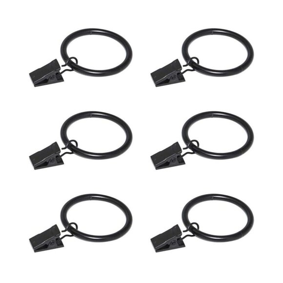 Black Curtain Rod Ring Clips, Coideal 30 Pack Rustproof Metal Drapery Ring - Picture 1 of 2